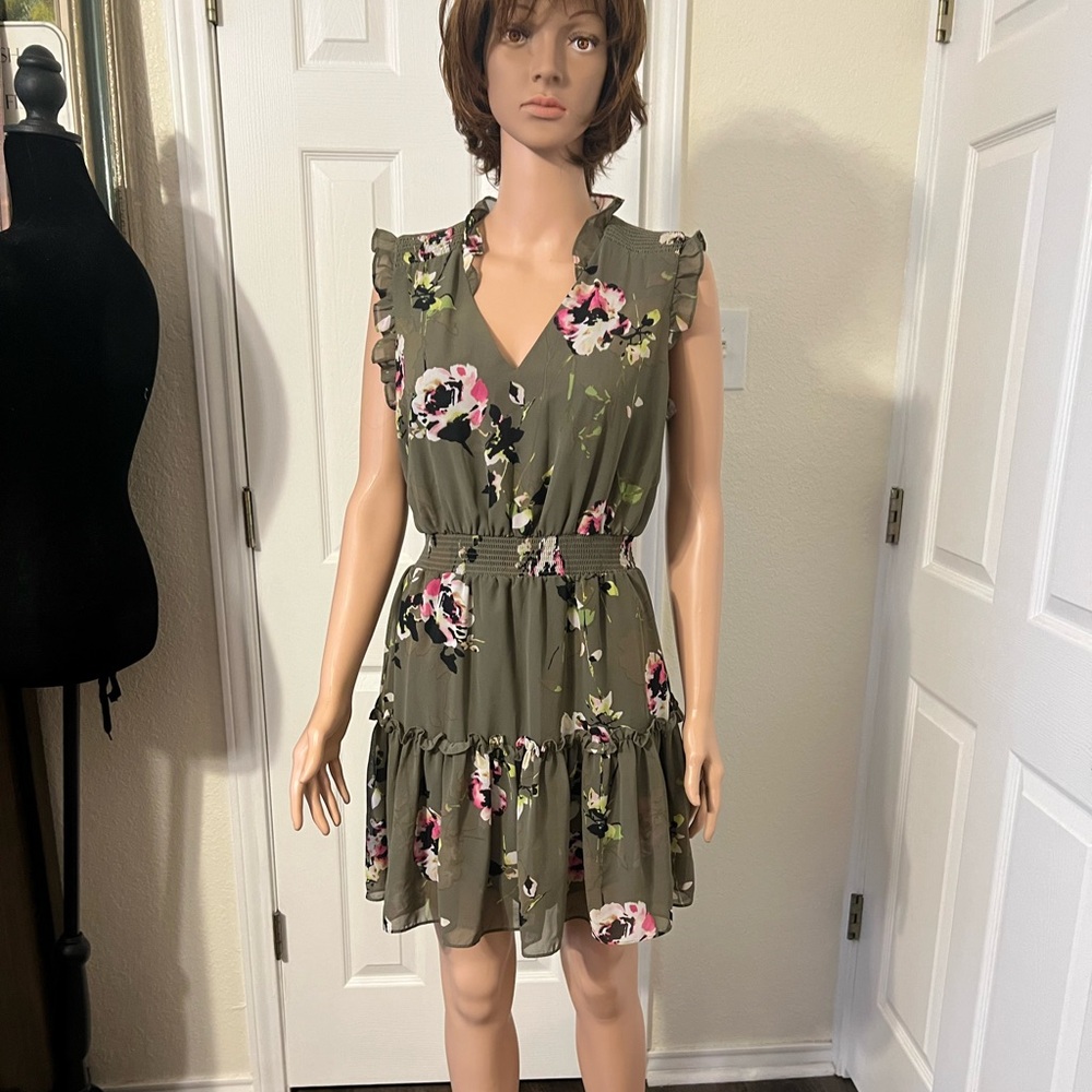 Bar III Green Floral Mini Dress